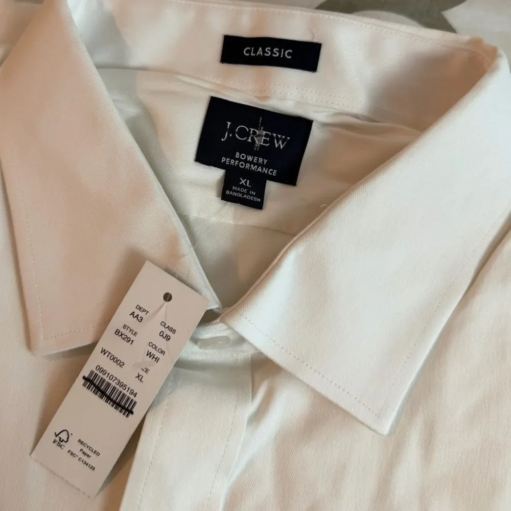 J.Crew Bowery performance stretch dress shirt with spread collar NWT Size XL